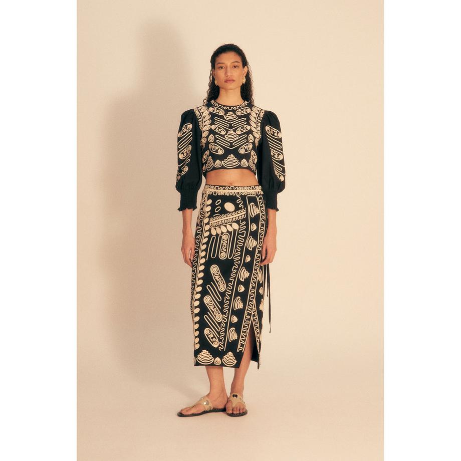 Sfera Blouse à motifs avec manches bouffantes  