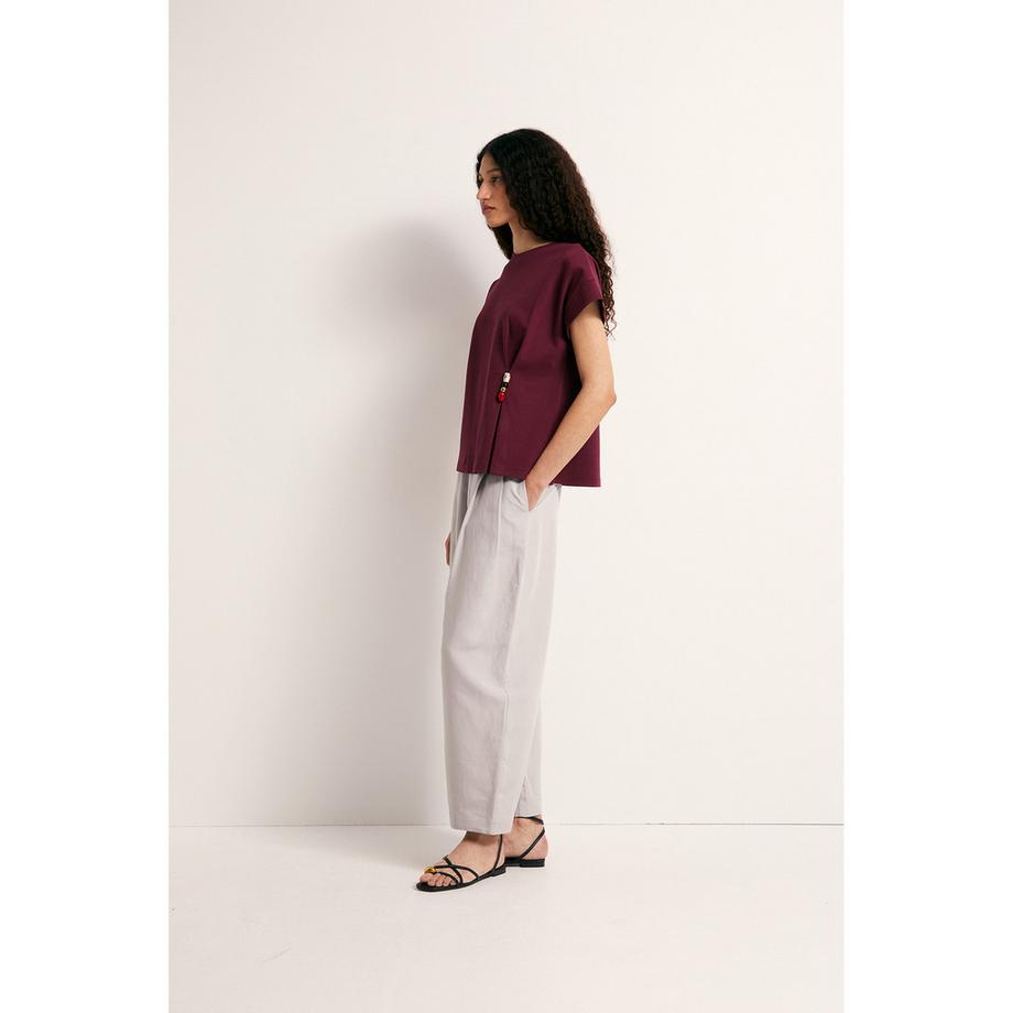 Sfera T-Shirt mit Seitendetail Knopf  