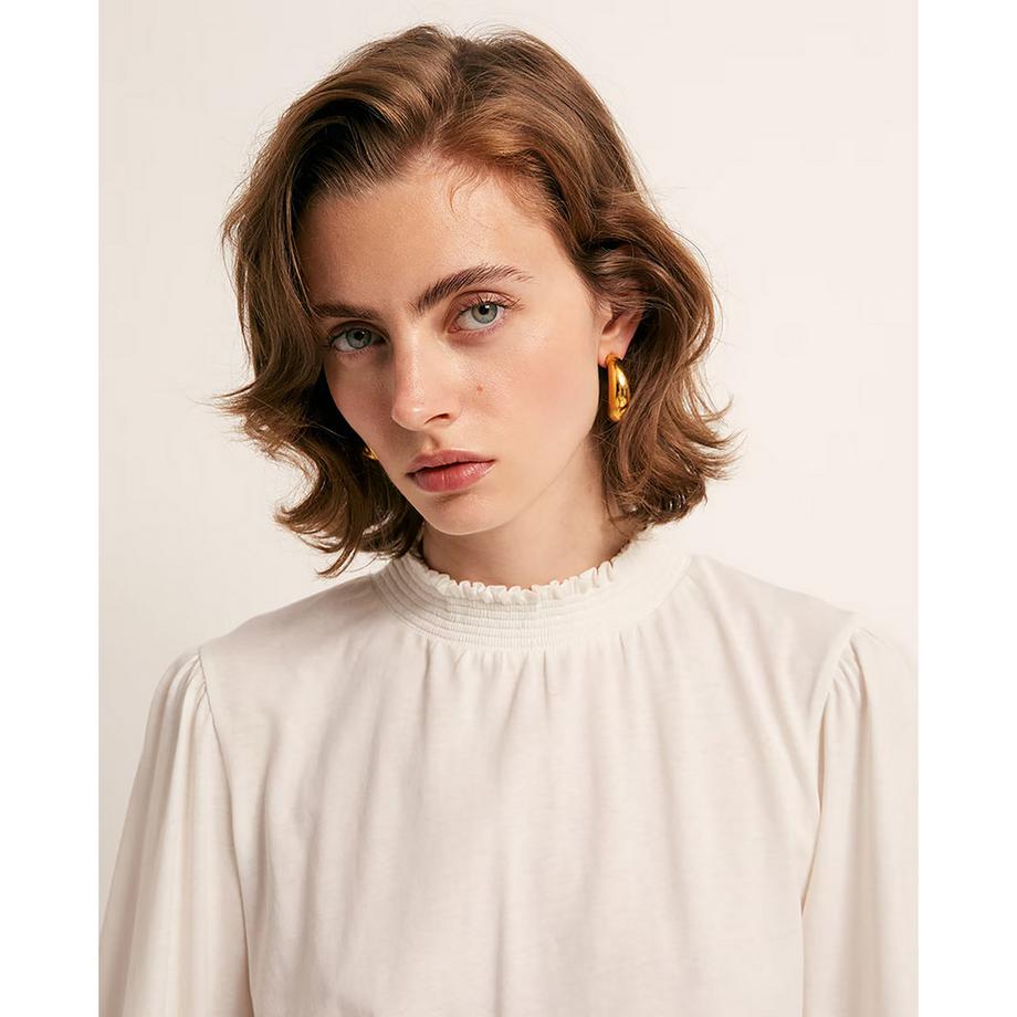 Sfera T-shirt maniche lunghe collo arricciato  