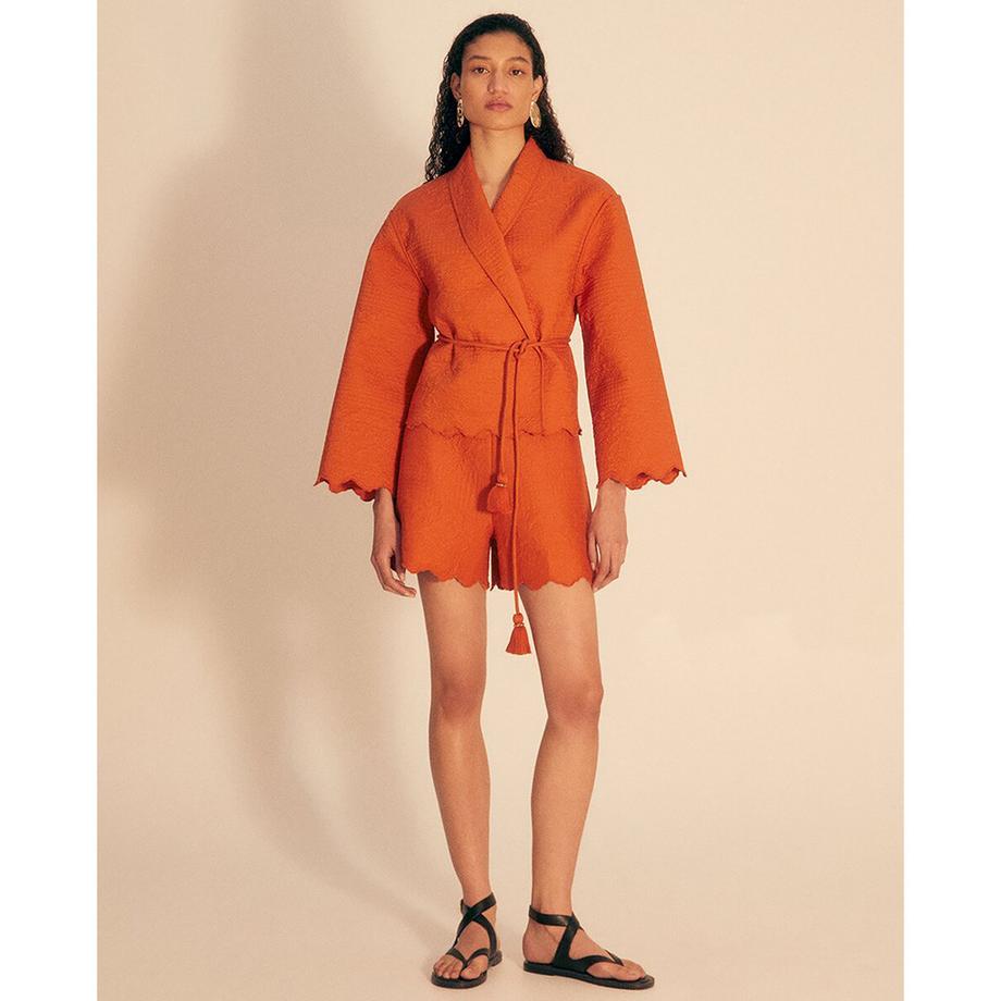 Sfera Blazer wrap à ourlet festonné  