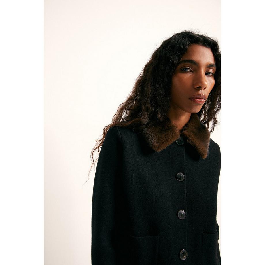 Sfera Cardigan à col en fausse fourrure  