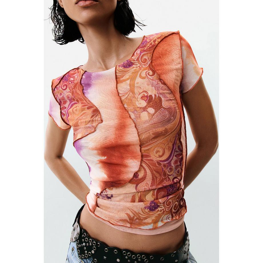 Desigual Top Imprimé Manches Courtes  
