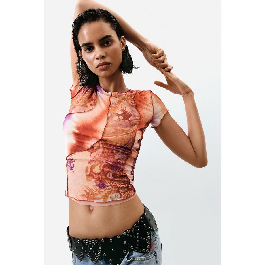 Desigual Top Imprimé Manches Courtes  