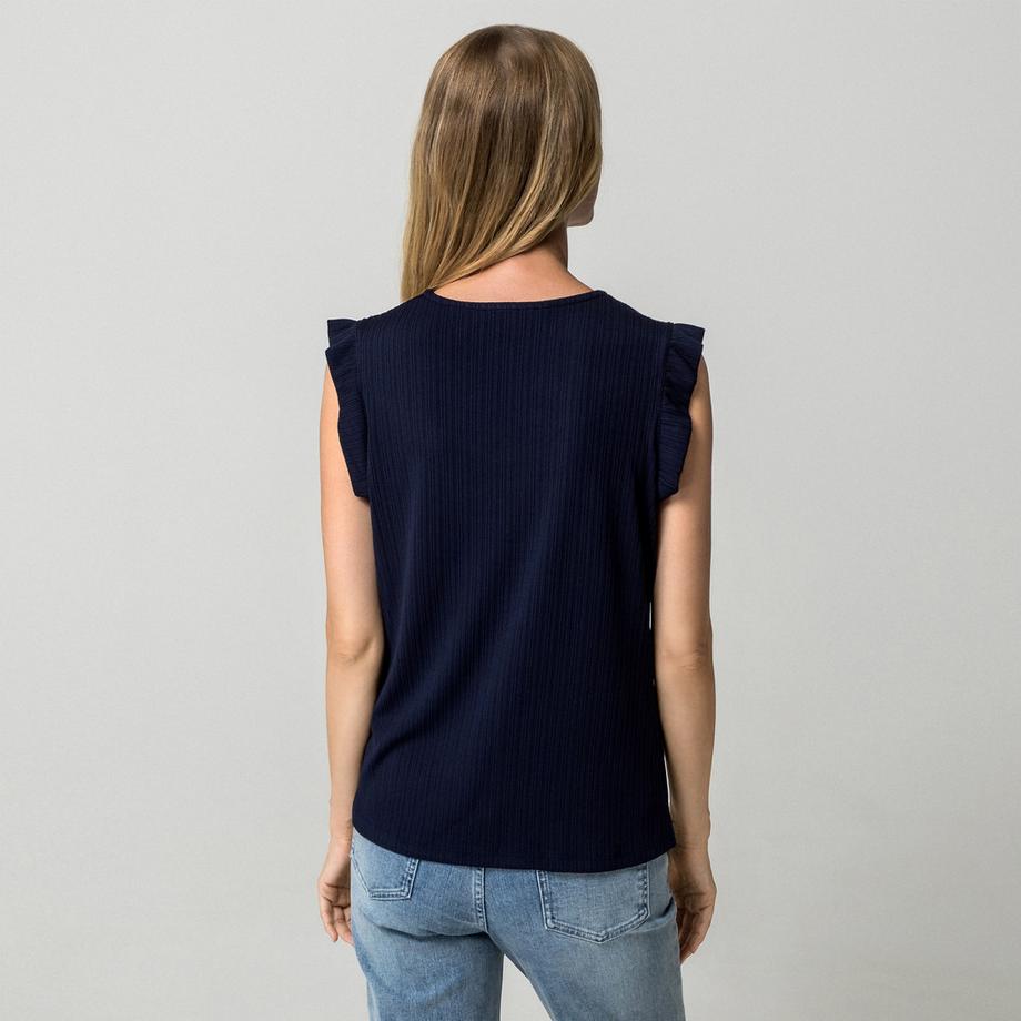 MORGAN T-shirt col V avec inserts en dentelle  