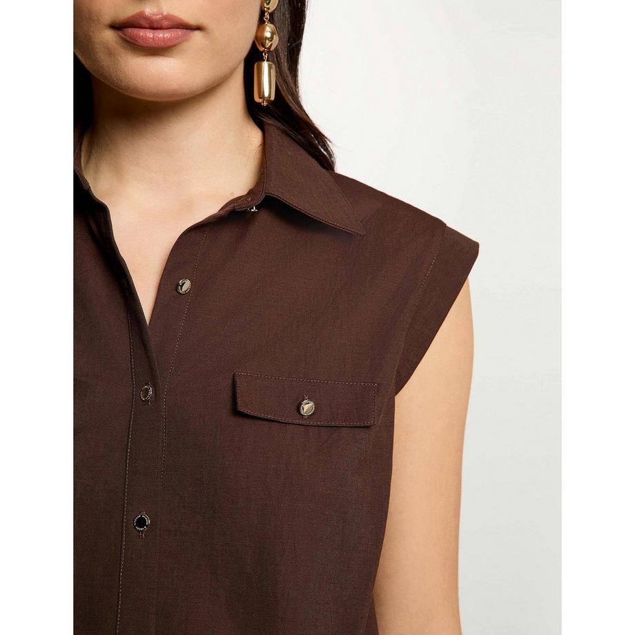 MORGAN Ärmellose Bluse mit Polokragen und Knotendetail  
