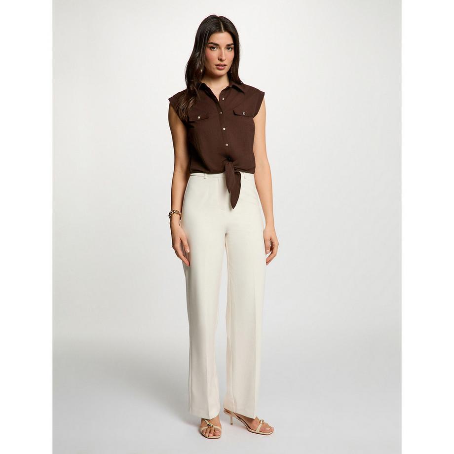 MORGAN Ärmellose Bluse mit Polokragen und Knotendetail  