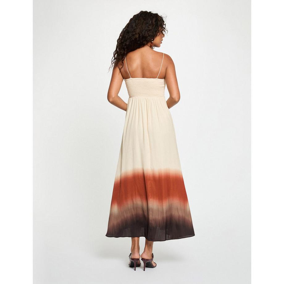MORGAN Robe longue tie-dye à corsage smocké  