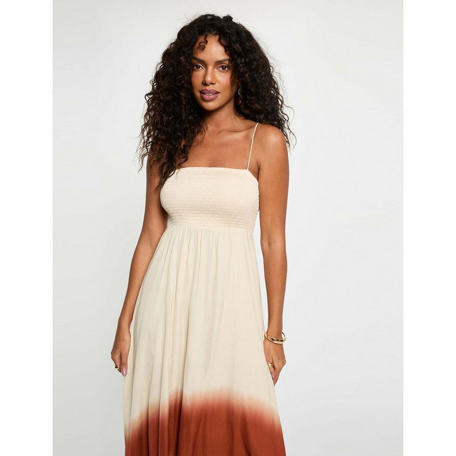 MORGAN Robe longue tie-dye à corsage smocké  