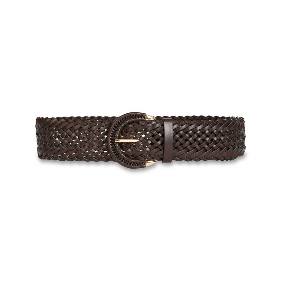 MORGAN Ceinture en Cuir Tressé avec Boucle Dorée  