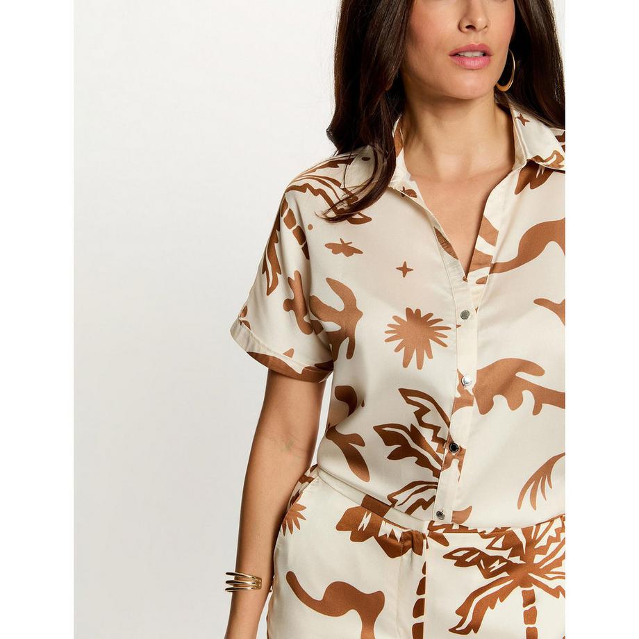 MORGAN Camicia a maniche corte con stampa tropicale  