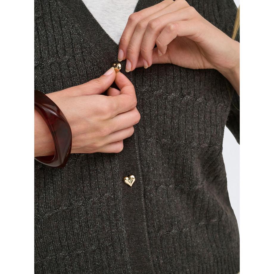 ONLY Cardigan a Maglia con Collo a V e Costine  