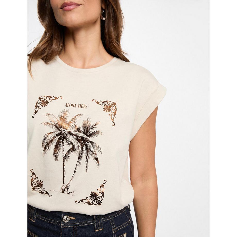 MORGAN T-shirt stampa palma Aloha Vibes  