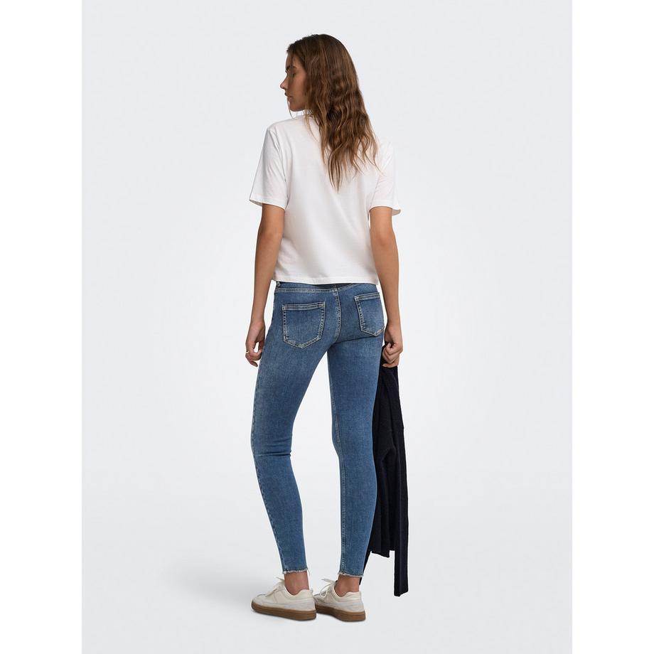 ONLY Skinny Fit Jeans mit ausgefranstem Saum  