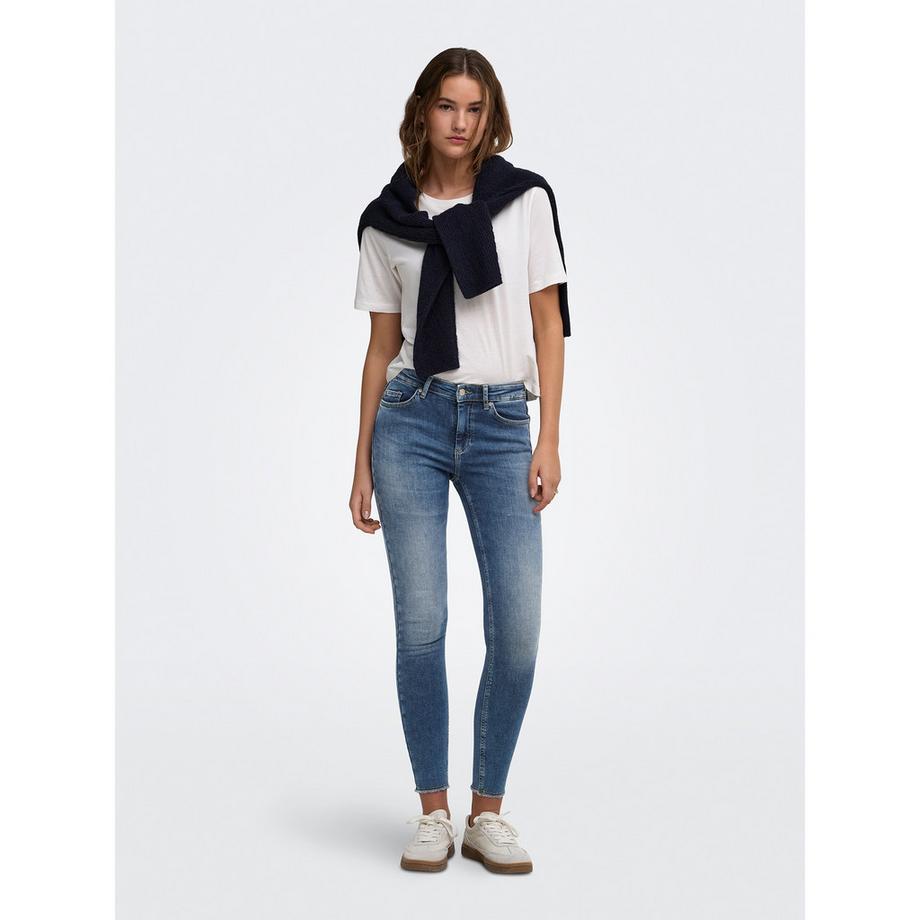 ONLY Skinny Fit Jeans mit ausgefranstem Saum  