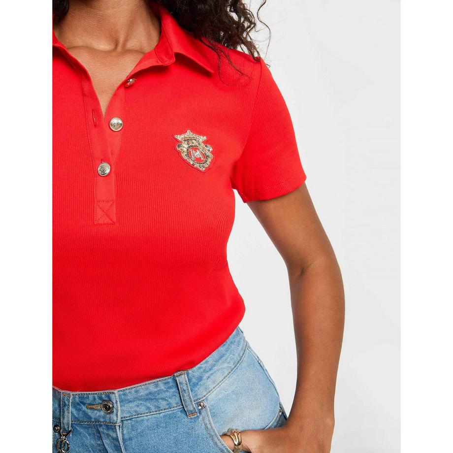 MORGAN T-shirt polo côtelé avec emblème  