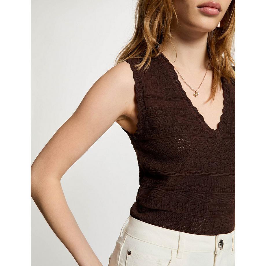 MORGAN Tanktop mit gewelltem V-Ausschnitt  