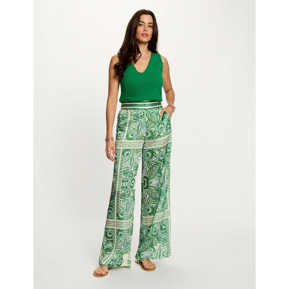 MORGAN Pantalon à motif floral jambe large  