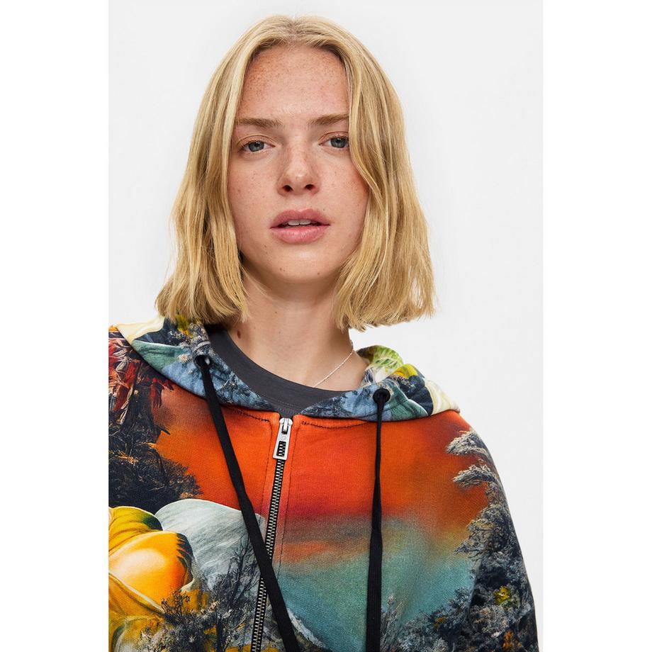 Desigual Sweat-shirt à imprimé floral avec fermeture éclair intégrale  