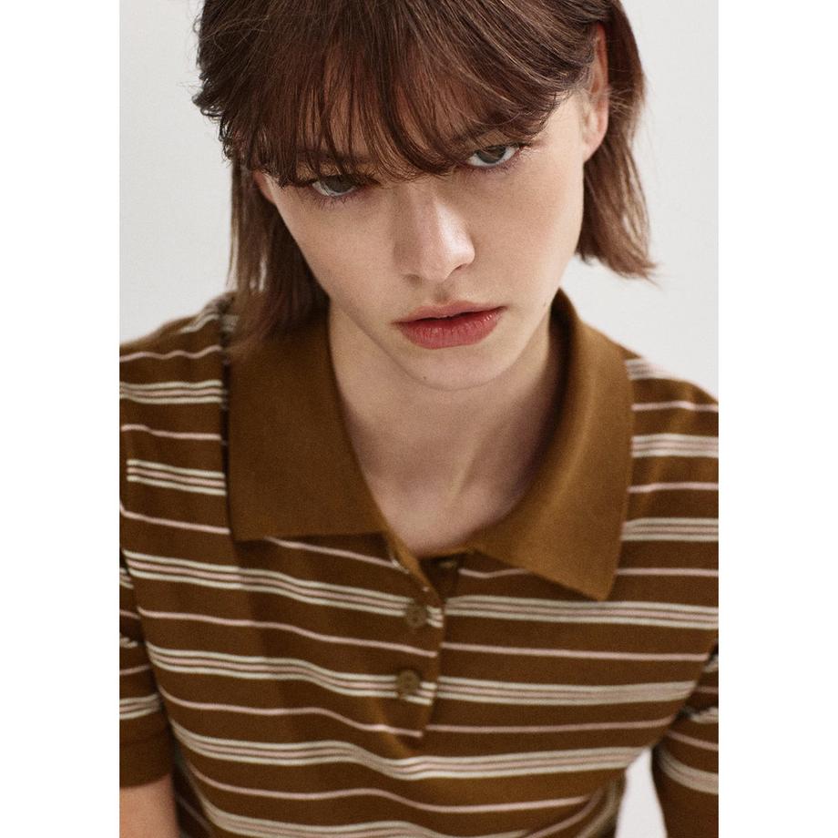 MANGO POLVITO Maglione polo a righe  