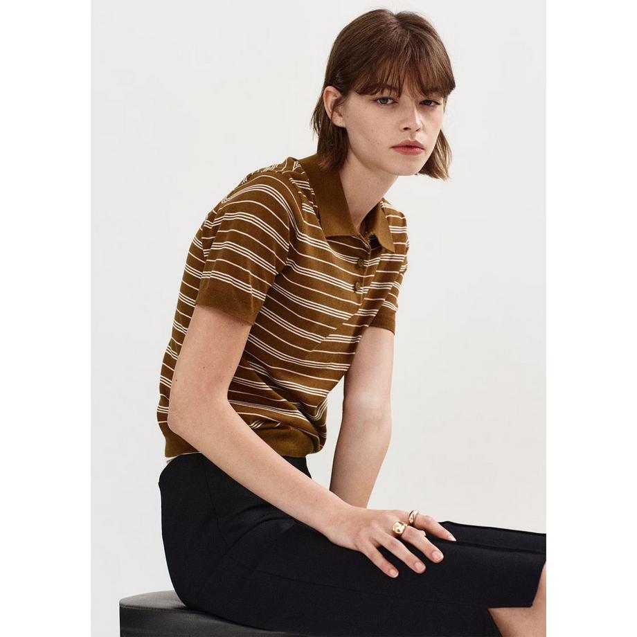 MANGO POLVITO Maglione polo a righe  
