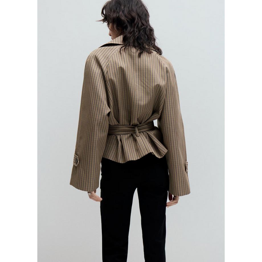 MANGO Everest Veste à Carreaux Ceinturée  