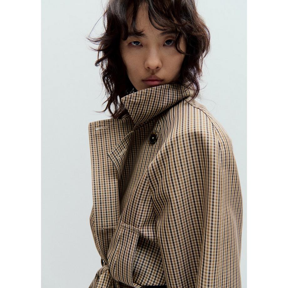 MANGO Everest Veste à Carreaux Ceinturée  
