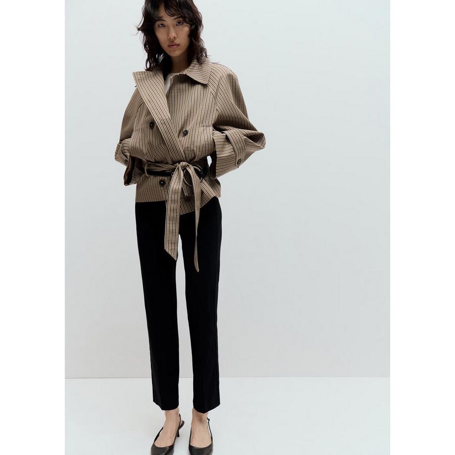 MANGO Everest Veste à Carreaux Ceinturée  