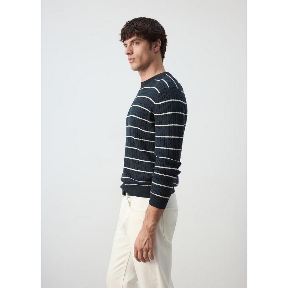 Mango Man MARSR Gestreifter Rippstrickpullover  