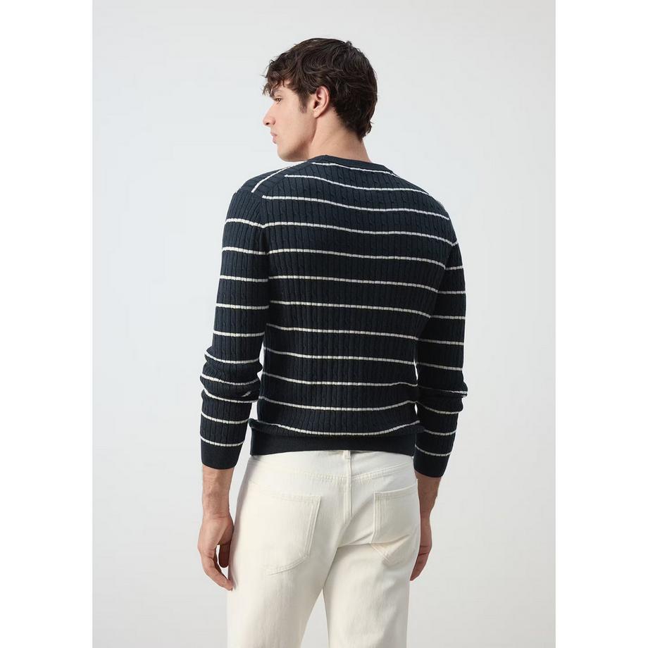 Mango Man MARSR Gestreifter Rippstrickpullover  