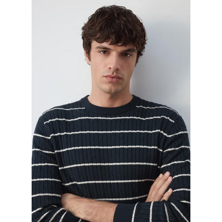 Mango Man MARSR Gestreifter Rippstrickpullover  