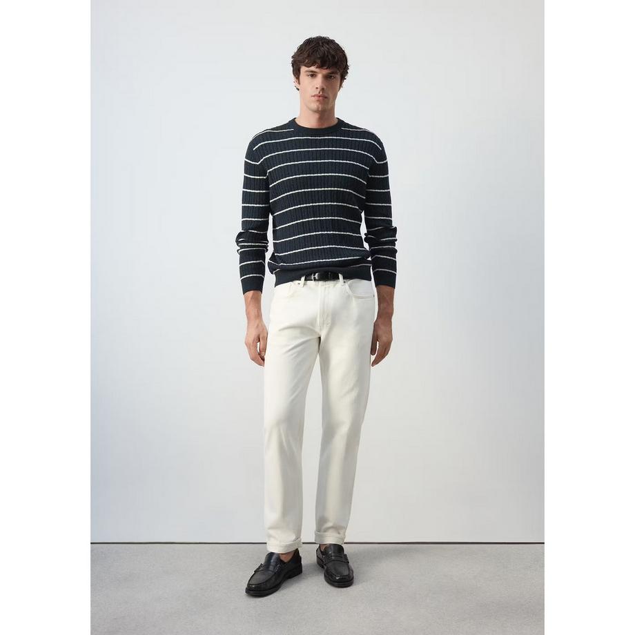 Mango Man MARSR Gestreifter Rippstrickpullover  