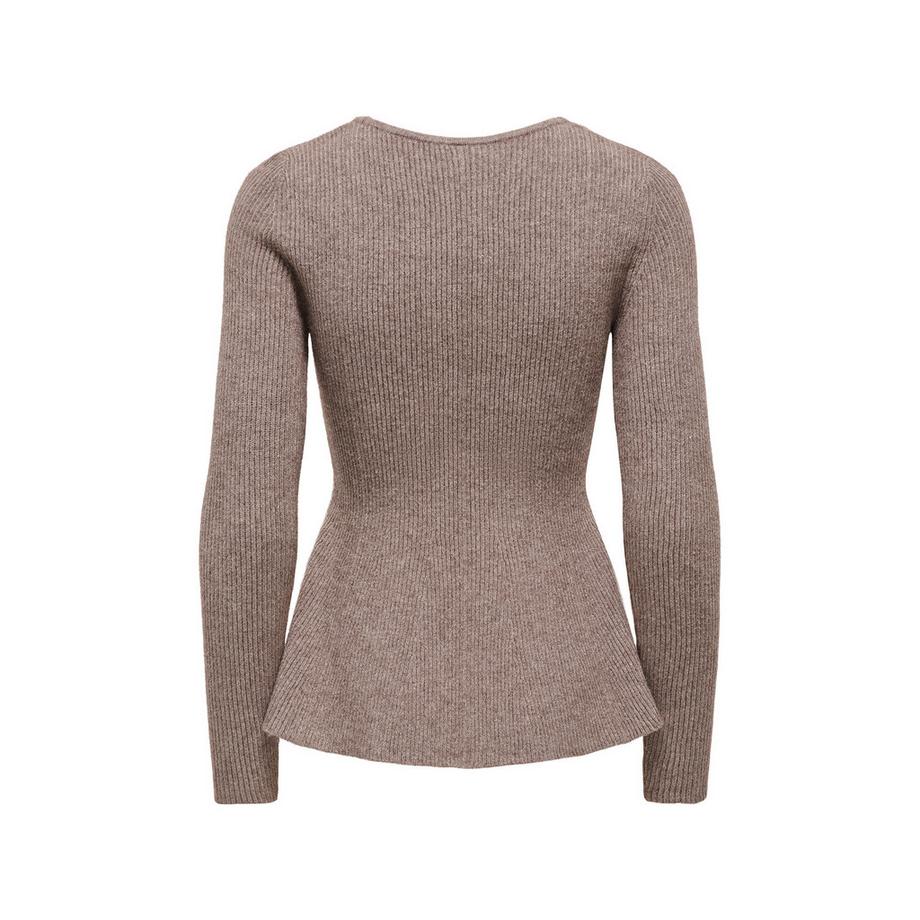 ONLY Maglione a coste collo a V con orlo a peplum  