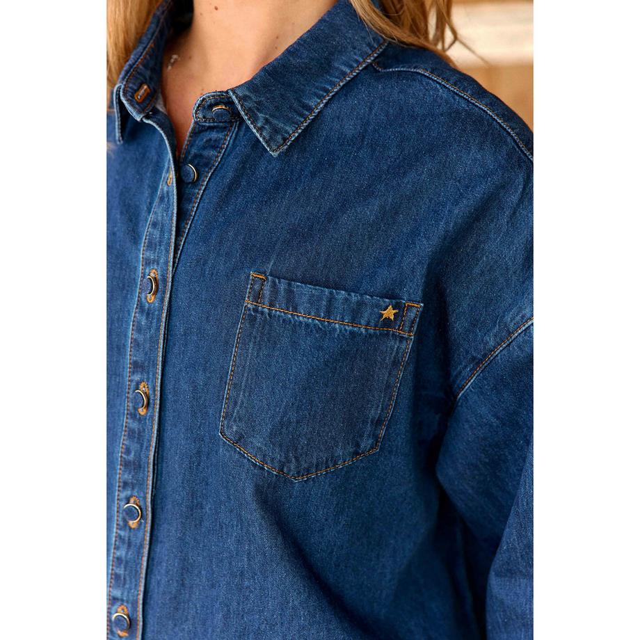 La Petite Etoile S Chemise en jean avec poche poitrine et détail étoile  