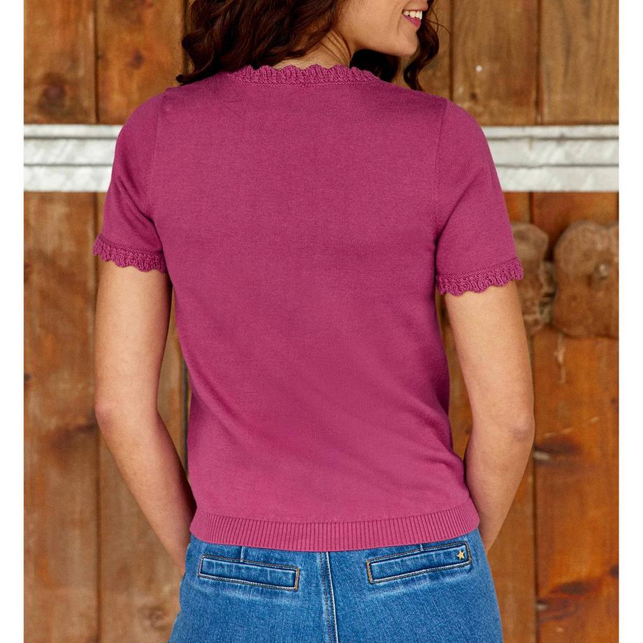 La Petite Etoile S Pull manches courtes avec bordure ondulée  