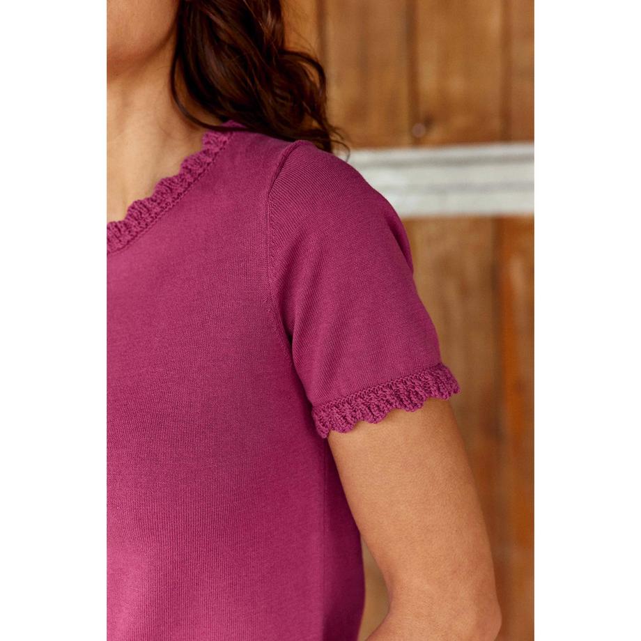 La Petite Etoile S Pull manches courtes avec bordure ondulée  