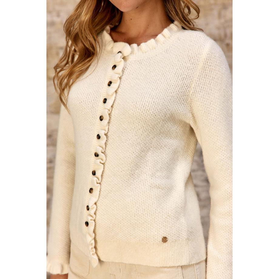 La Petite Etoile S Pull à boutons et volants devant  