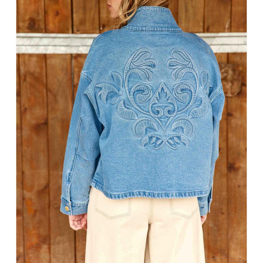La Petite Etoile S Jeansjacke mit besticktem Rücken  