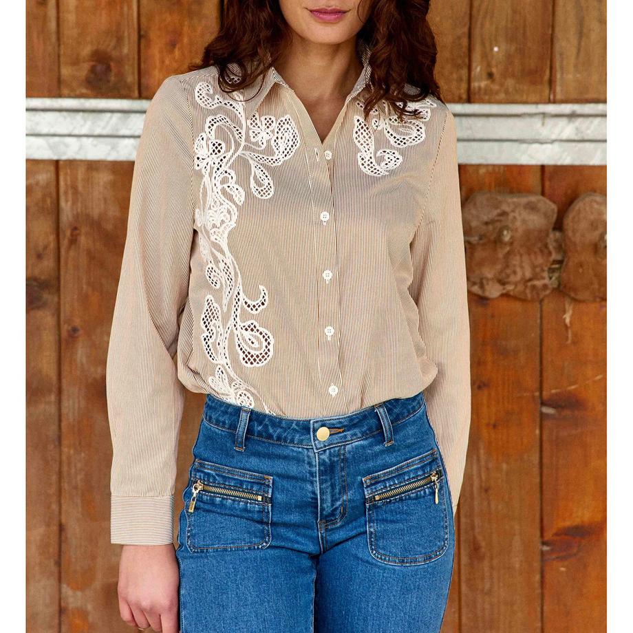 La Petite Etoile Gestreifte Bluse mit Stickerei  