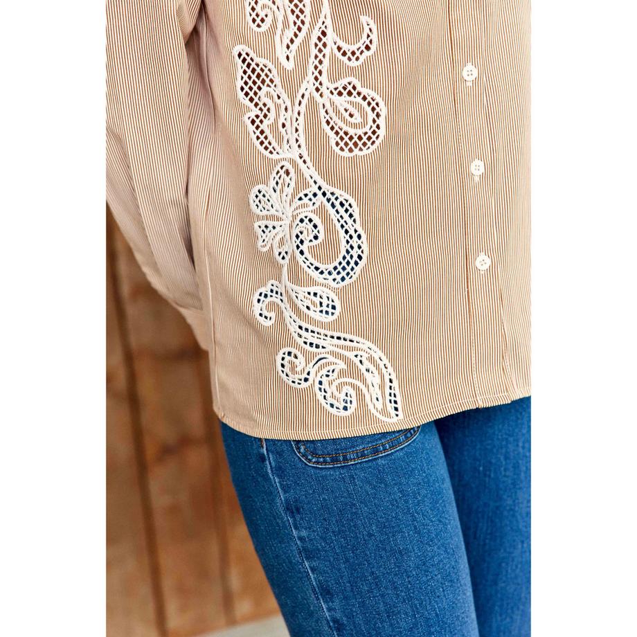 La Petite Etoile Gestreifte Bluse mit Stickerei  