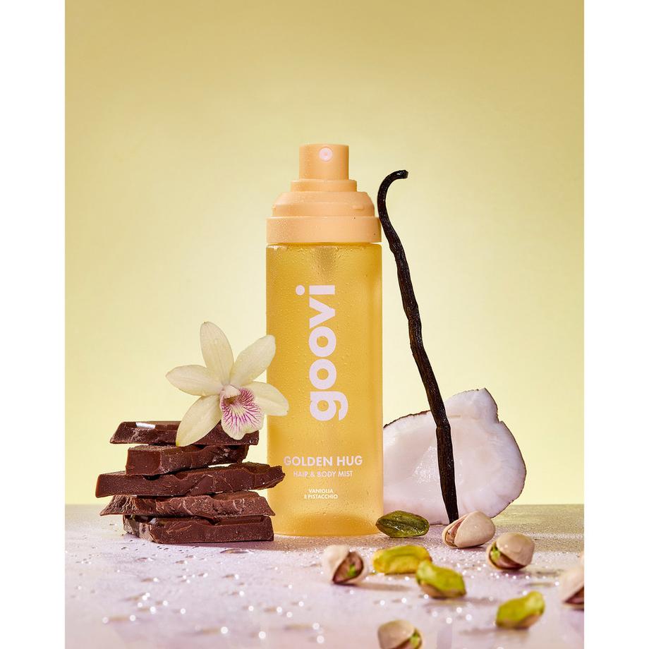Goovi  HAIR & BODY MIST  VANILLE UND PISTAZIE - Comfort Golden Hug - Duftwasser für Körper und Haare 