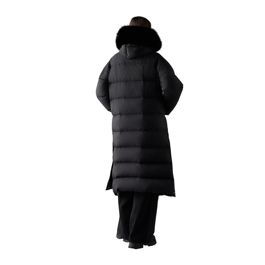MOOSE KNUCKLES Manteau matelassé long avec capuche bordée de fausse fourrure  