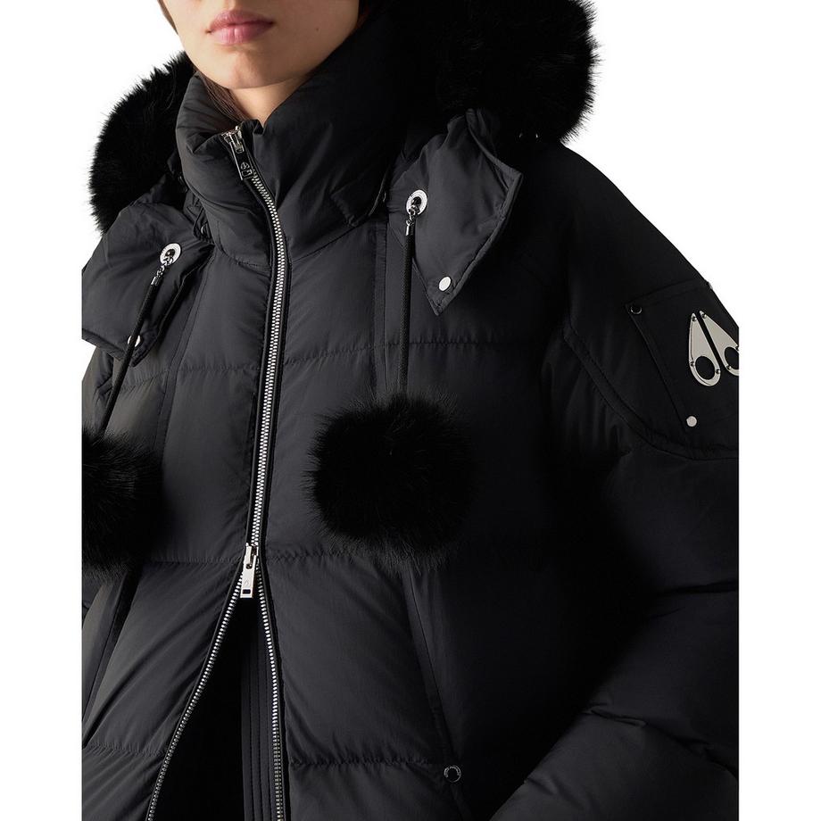 MOOSE KNUCKLES Manteau matelassé long avec capuche bordée de fausse fourrure  