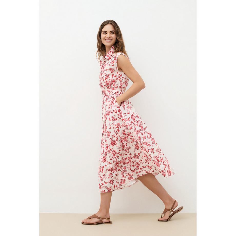 Caroll Ärmelloses Midi Hemdblusenkleid mit Toile de Jouy Print  