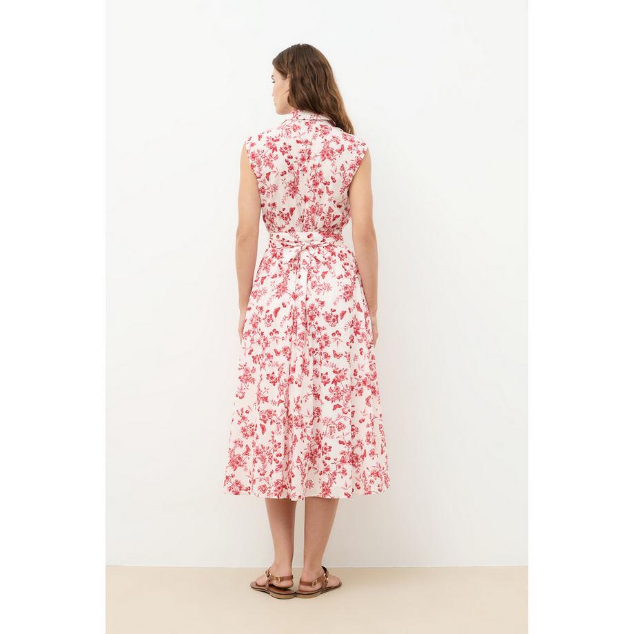 Caroll Ärmelloses Midi Hemdblusenkleid mit Toile de Jouy Print  