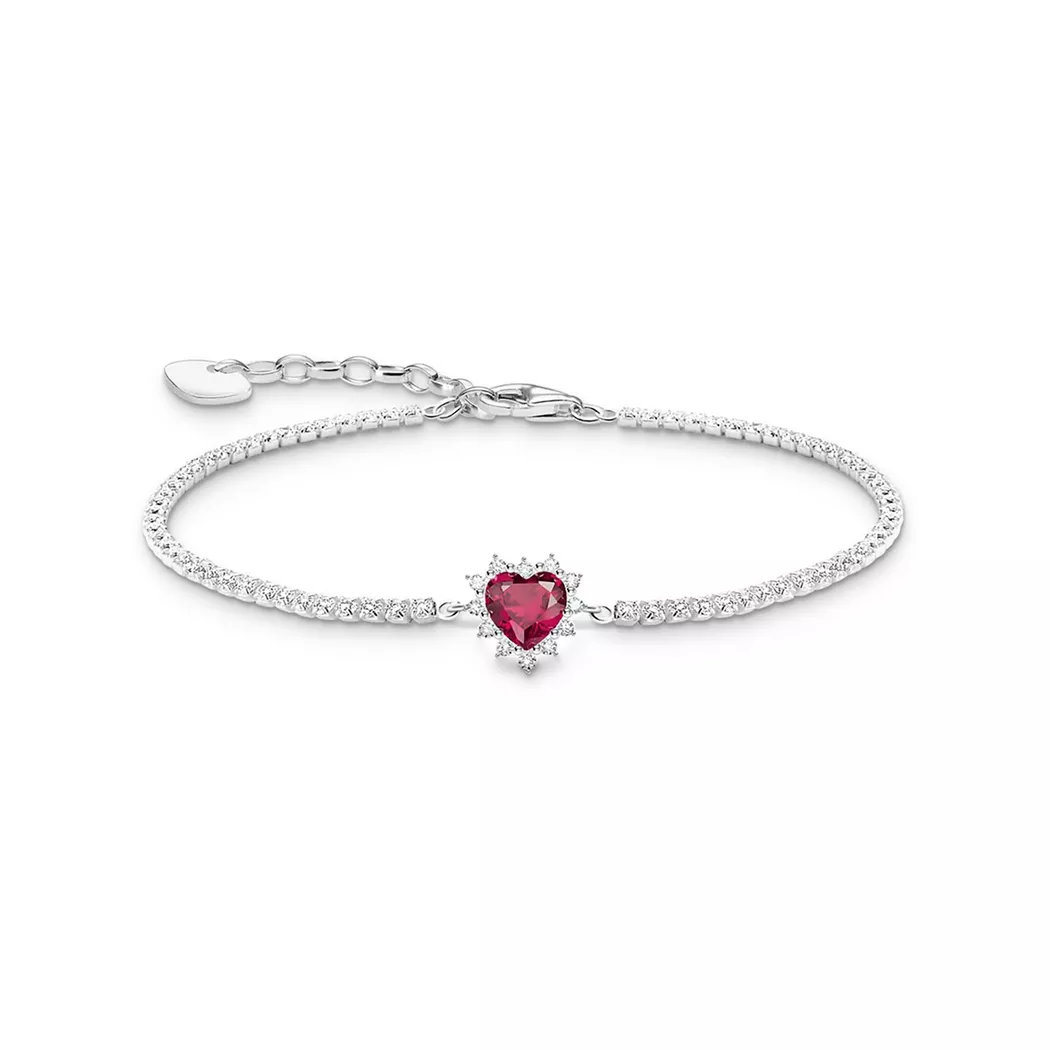 THOMAS SABO Romance Silver Ruby & Cubic Zirconia Heart Bracelet A2188-013-10-L19V