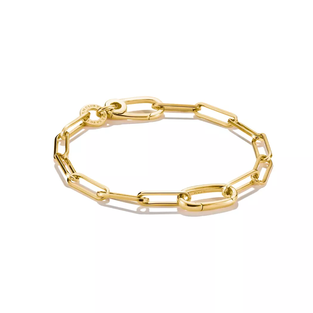 THOMAS SABO Charm Club Connect Gold Plated 17cm Paperclip Link Charm Bracelet C1205-413-39 17