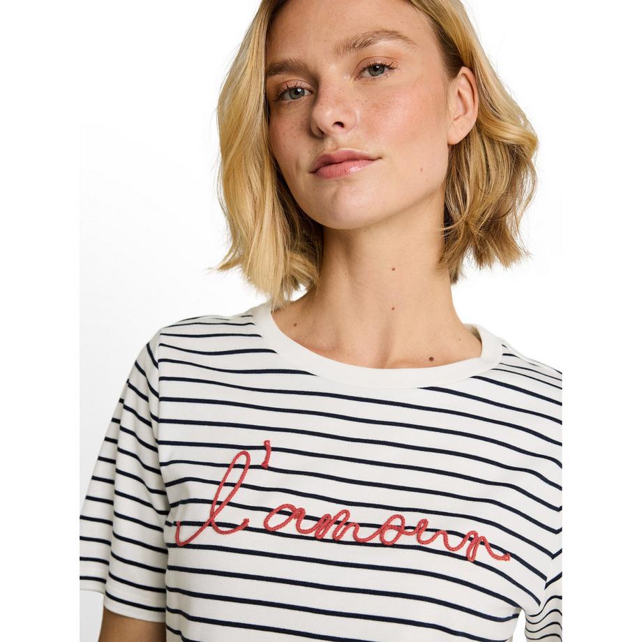 TOM TAILOR Gestreiftes Kurzarm T-Shirt mit L'amour Stickerei  