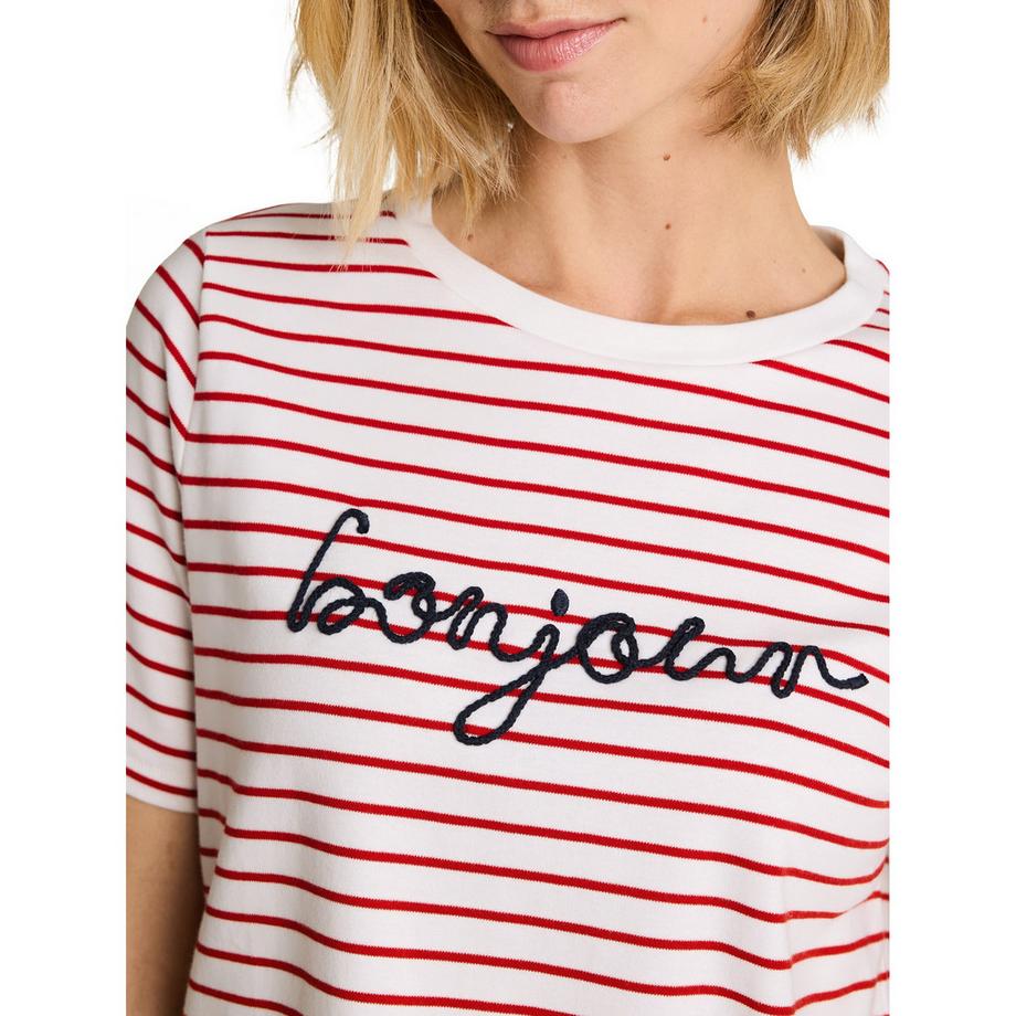 TOM TAILOR Gestreiftes Kurzarm T-Shirt mit L'amour Stickerei  