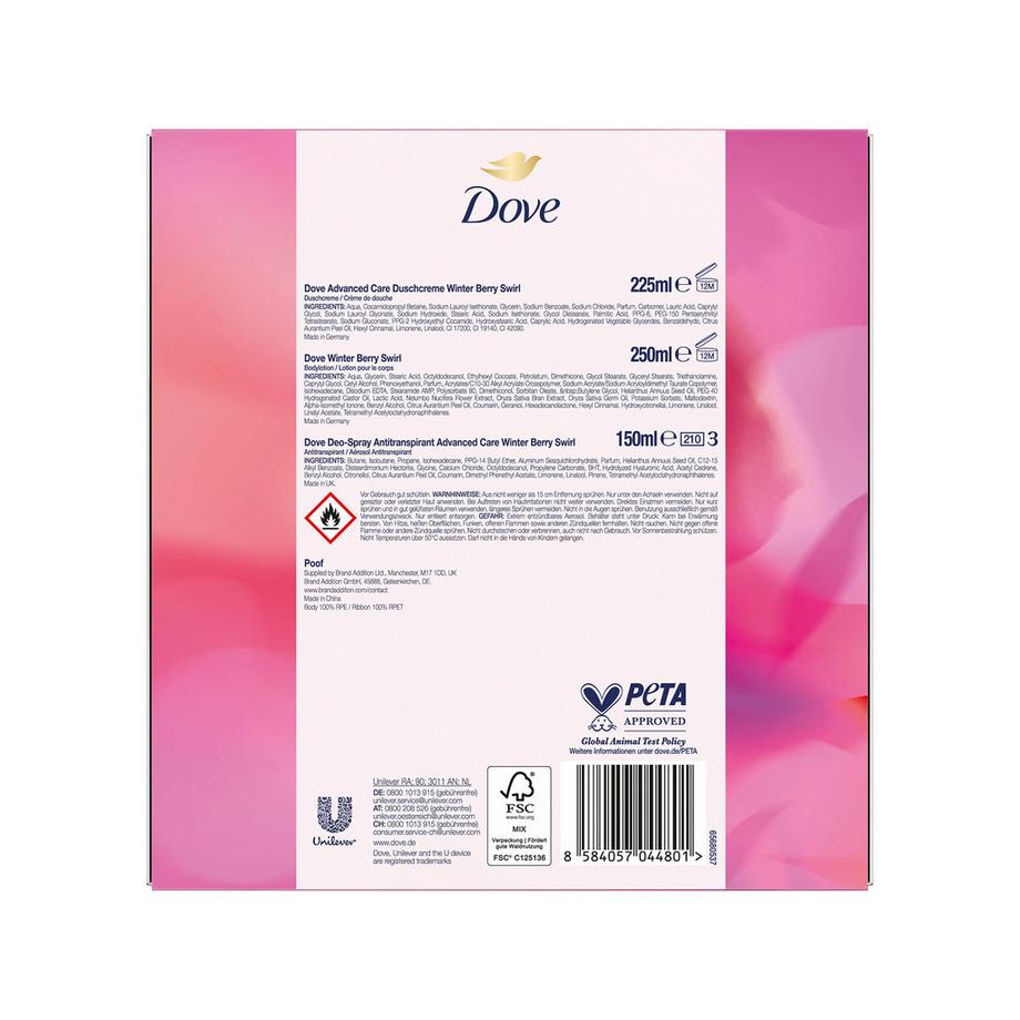 Dove  Coffret Cadeau Winter Berry Swirl avec Fleur de Douche 