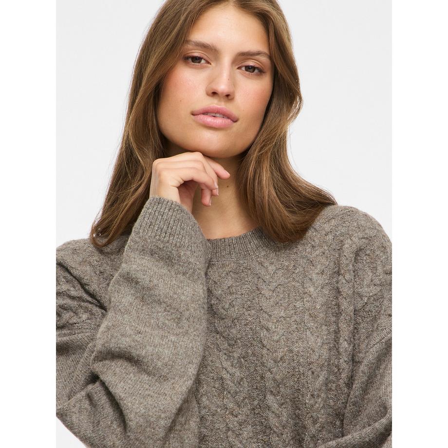 VILA VILIGA Strickpullover mit Zopfmuster  